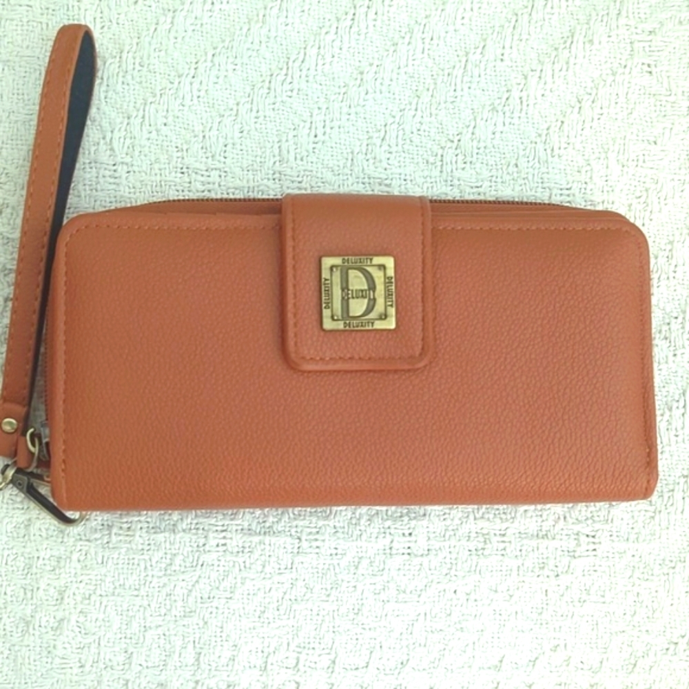 Deluxity Wristlet/Wallet With Cognac Color